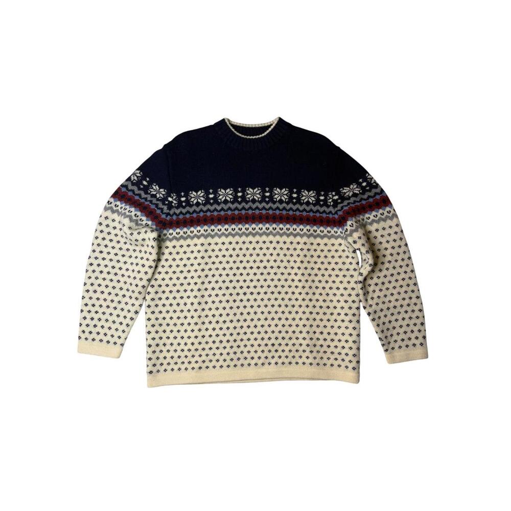 Vintage Lands End Wool Pullover Ski Sweater Men's Large